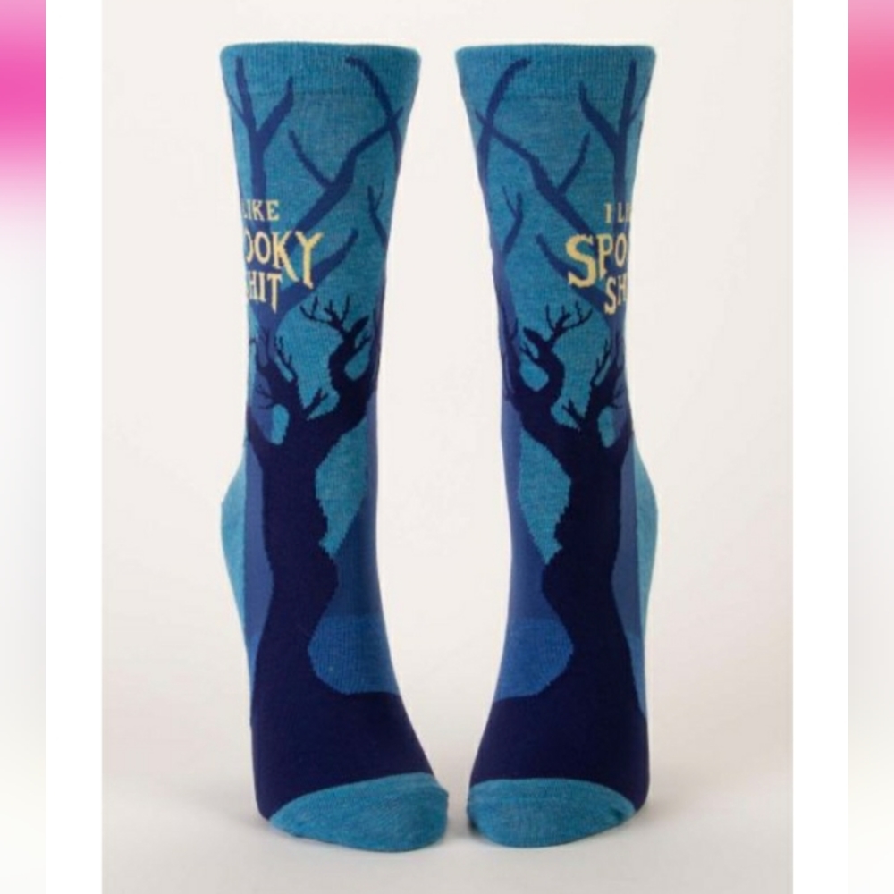 Blue Q I LIKE SPOOKY SHIT M-CREW SOCKS - Picture 2 of 3